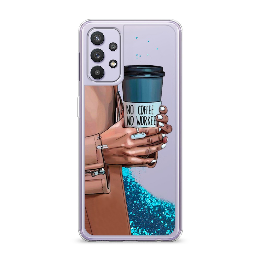 

Жидкий чехол с блестками "No coffee" на Samsung Galaxy A32, 2102093-1