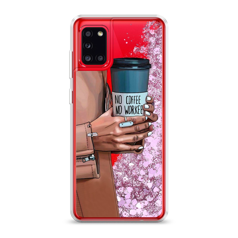 

Жидкий чехол с блестками "No coffee" на Samsung Galaxy A31