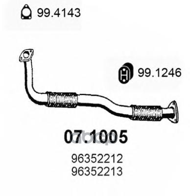 

Труба Приёмная Daewoo Lanos 1.4i 04/1997 ASSO арт. 071005, 071005