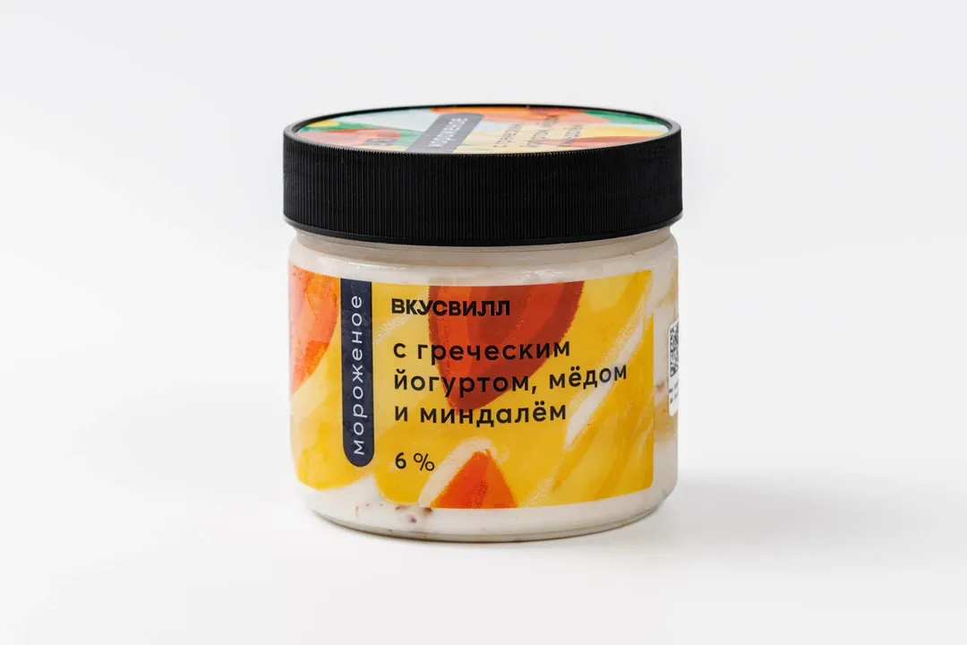 

Мороженое пломбир ВкусВилл йогурт-мед-миндаль БЗМЖ 250 г