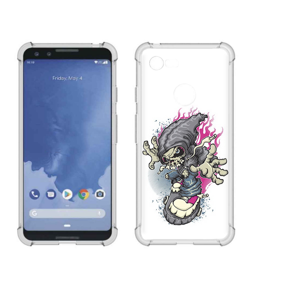 фото Чехол mypads tocco для google pixel 3 нарисованный скелет на скейт борде