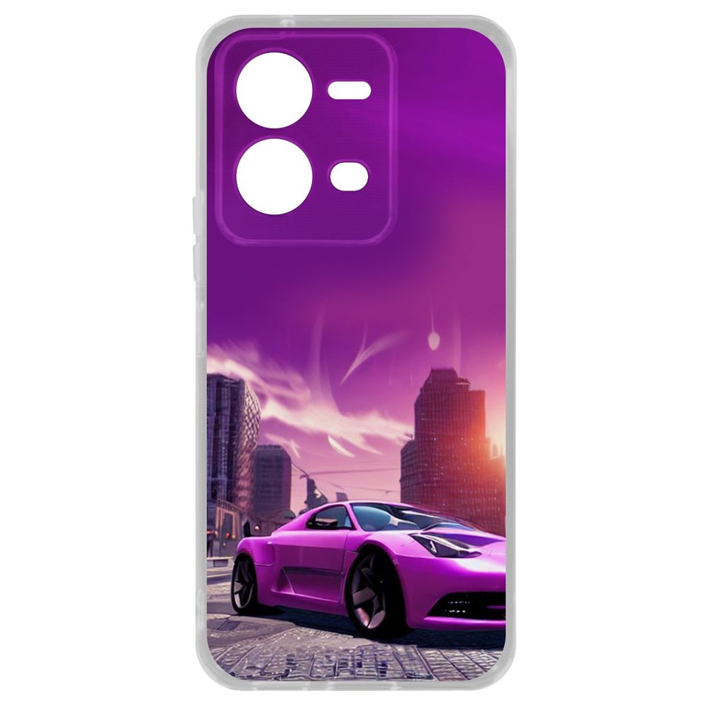 

Чехол Розовое авто для Vivo V25, Прозрачный