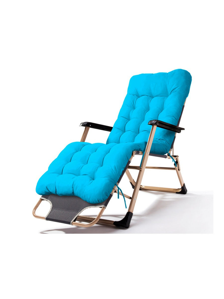 фото Раскладушка кресло-кровать с матрасом urm, 178х52х38 см, голубая
