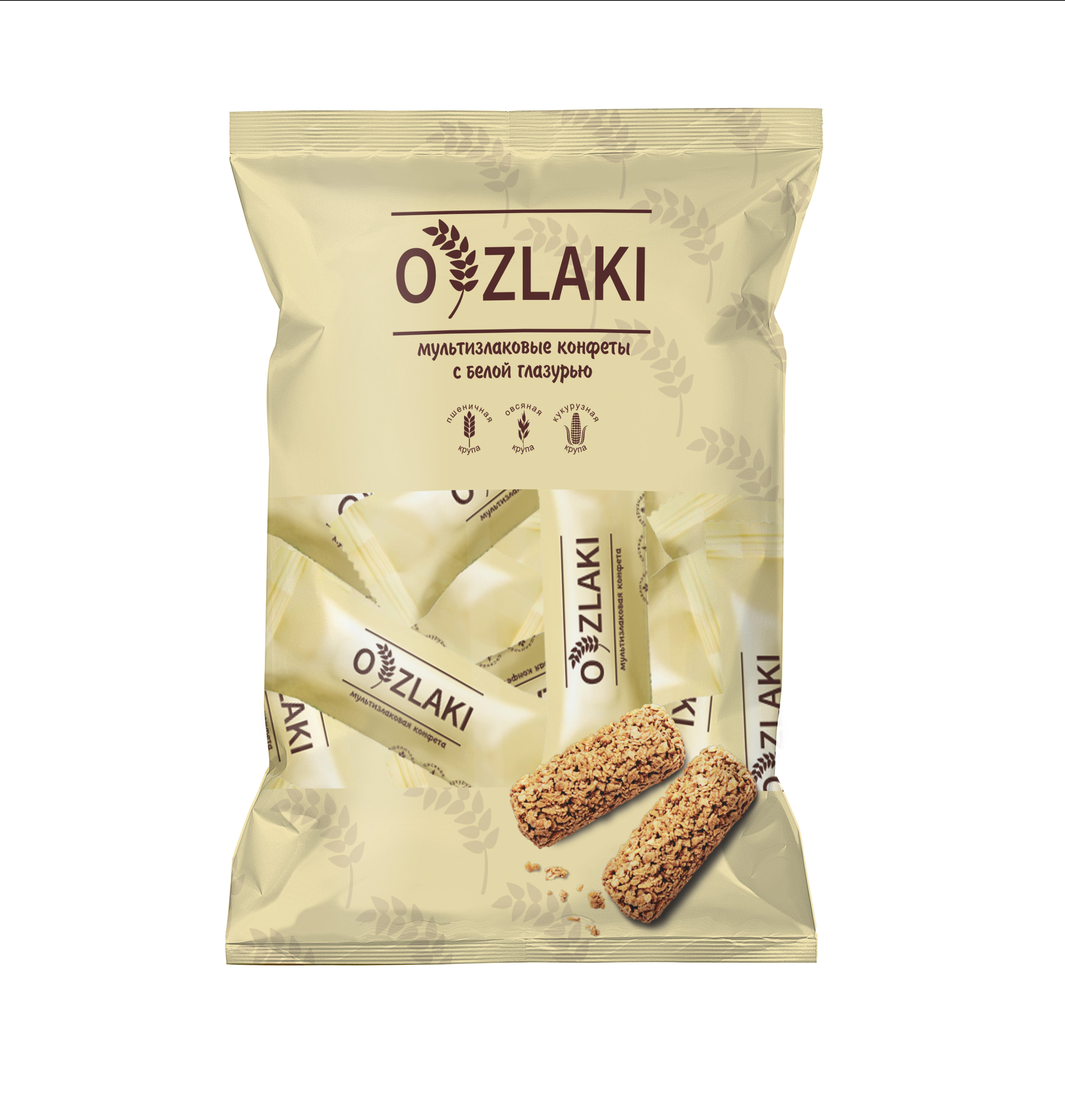 

Конфеты мультизлаковые O'zlaki в белой глазури 175 г