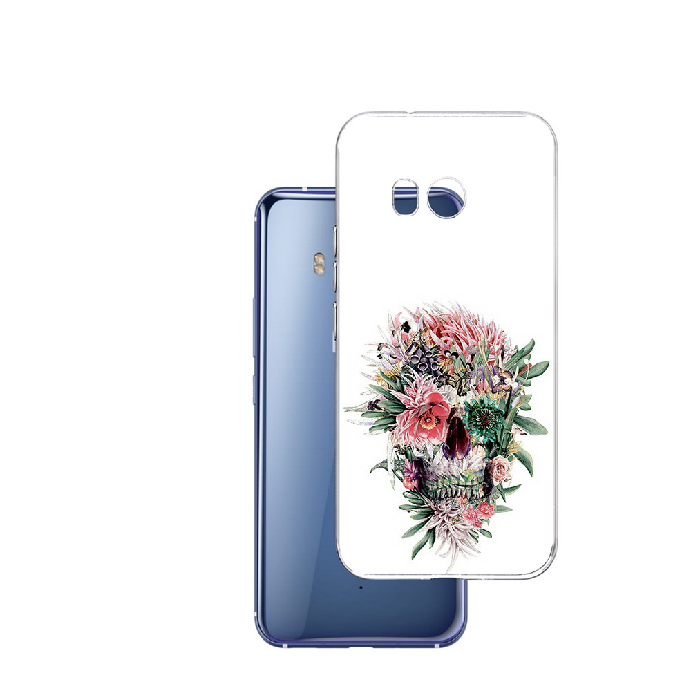 

Чехол MyPads Tocco для HTC U11 череп из цветов, Прозрачный, Tocco
