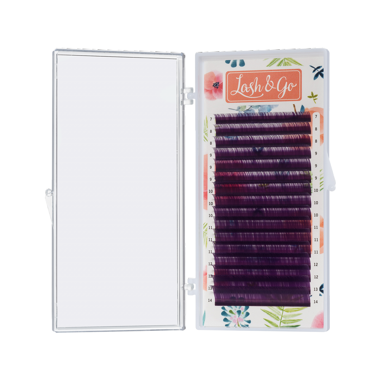 Ресницы для наращивания Цветные Lash&Go микс 0,10/M/7-14 mm Фиолетовые 16 линий duo клей для пучков duo individual lash adhesive dark 7 г