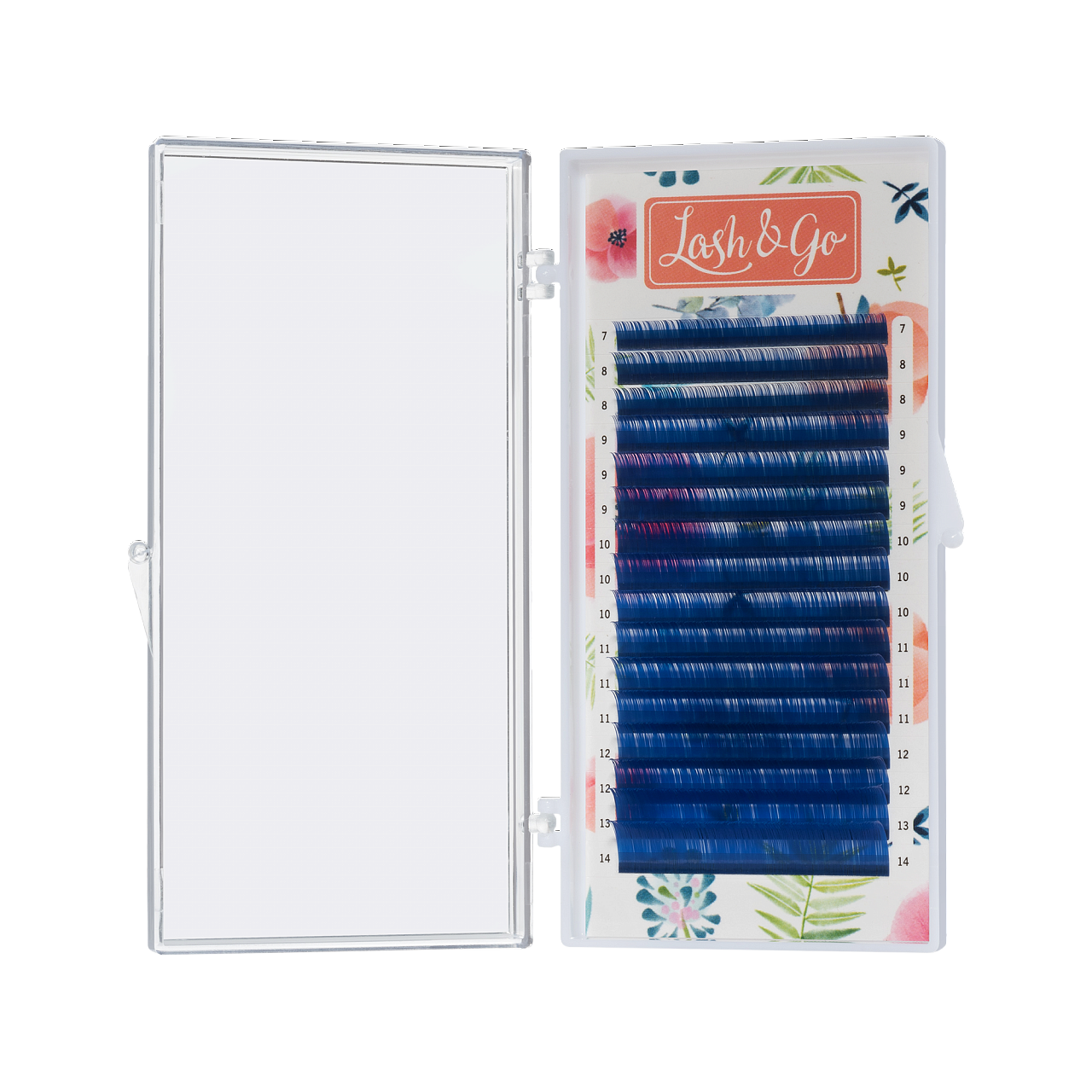 Ресницы для наращивания Цветные Lash&Go микс 0,10/M/7-14 mm Синие 16 линий