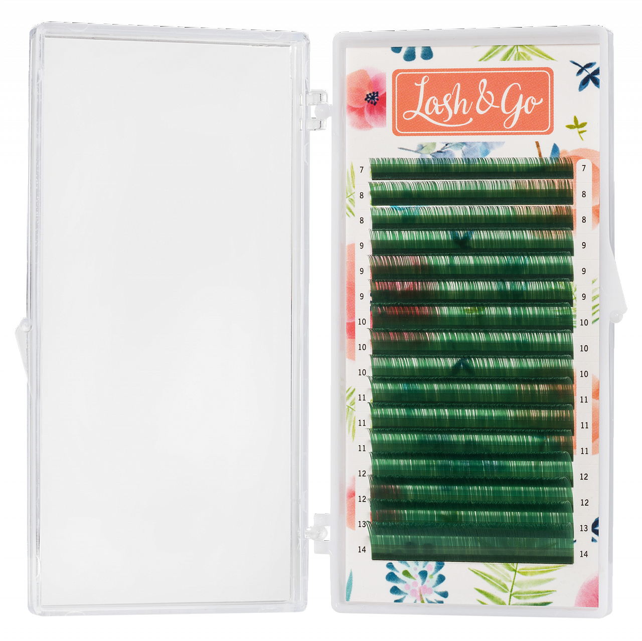 Ресницы для наращивания Цветные Lash&Go микс 0,10/L/7-14 mm new Зеленые 16 линий duo клей для пучков duo individual lash adhesive dark 7 г