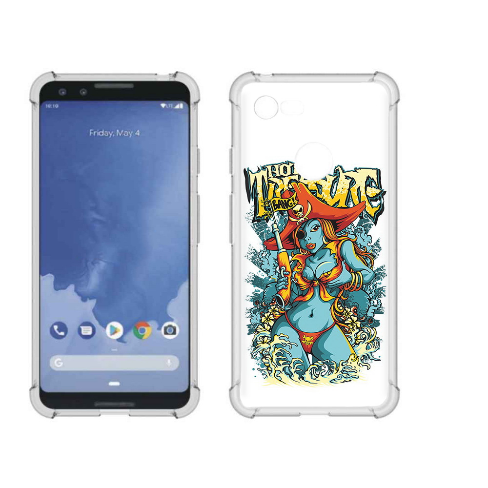 

Чехол MyPads Tocco для Google Pixel 3 нарисованная синяя девушка комикс, Прозрачный, Tocco