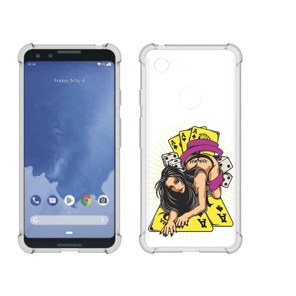 

Чехол MyPads Tocco для Google Pixel 3 нарисованная девушка с игровыми картами, Прозрачный, Tocco