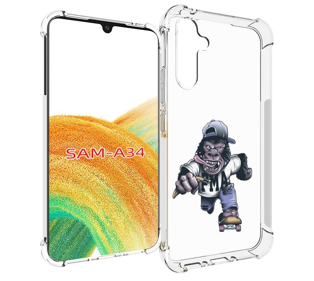 

Чехол MyPads Обезьяна на скейте для Samsung Galaxy A34, Tocco