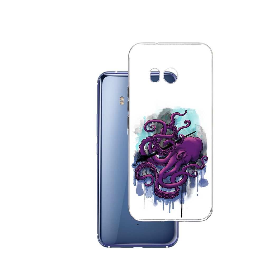 

Чехол MyPads Tocco для HTC U11 фиолетовый осьминог, Прозрачный, Tocco