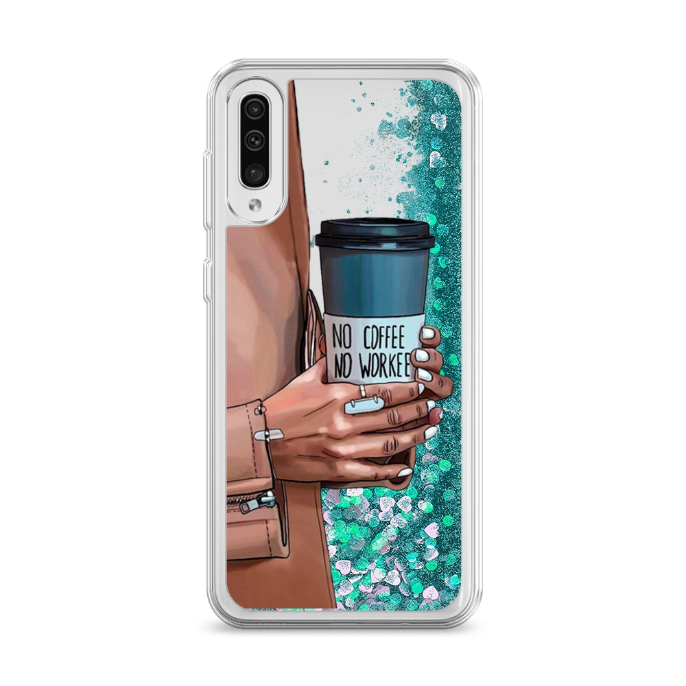 

Жидкий чехол с блестками "No coffee" на Samsung Galaxy A30s, 28895-1