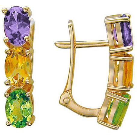 

Серьги женские из золота Эстет 01С315780-3, хризолит/аметист/цитрин