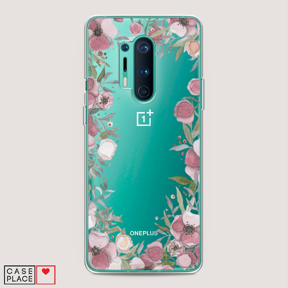 фото Чехол awog "розовая цветочная рамка" для oneplus 8 pro