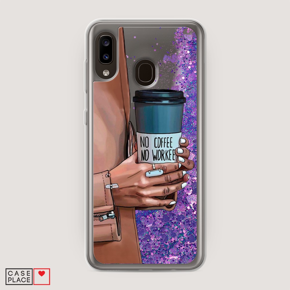 

Жидкий чехол с блестками "No coffee" на Samsung Galaxy A30, 27592-1