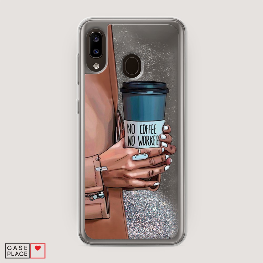

Жидкий чехол с блестками "No coffee" на Samsung Galaxy A30, 27591-1