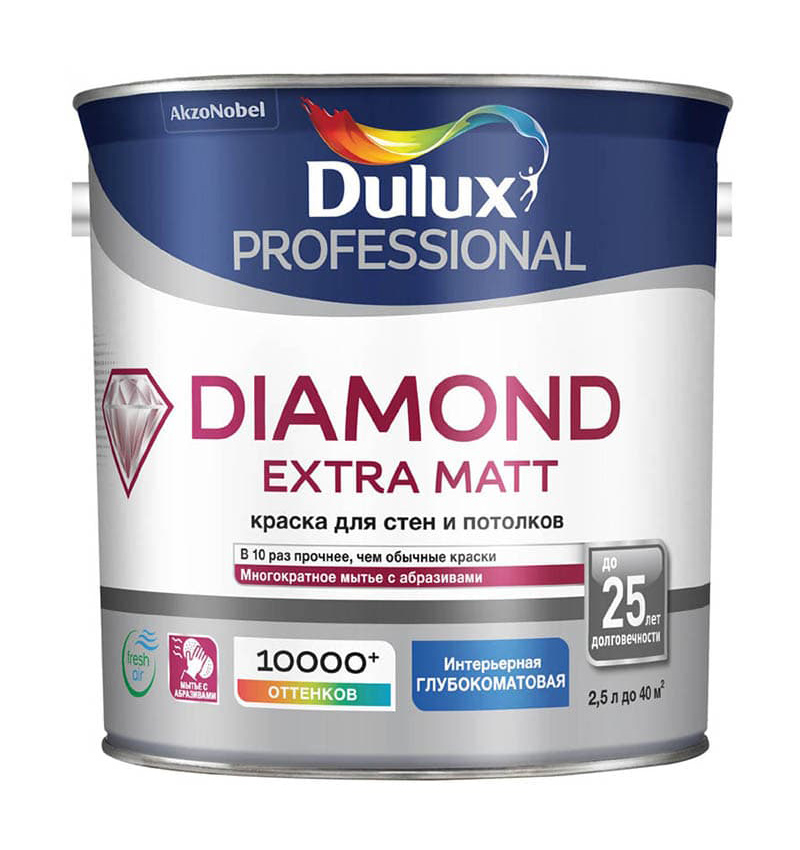 Краска Dulux Diamond Extra Matt, база BW, 2,5 л diamond ведро для льда