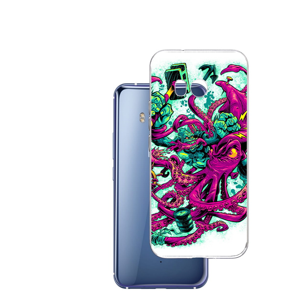 

Чехол MyPads Tocco для HTC U11 фиолетовый кракен, Прозрачный, Tocco