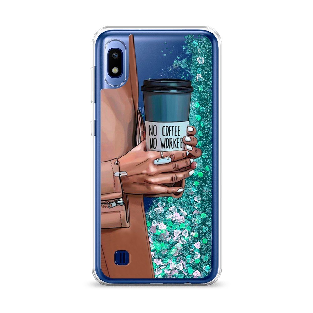 

Жидкий чехол с блестками "No coffee" на Samsung Galaxy A10