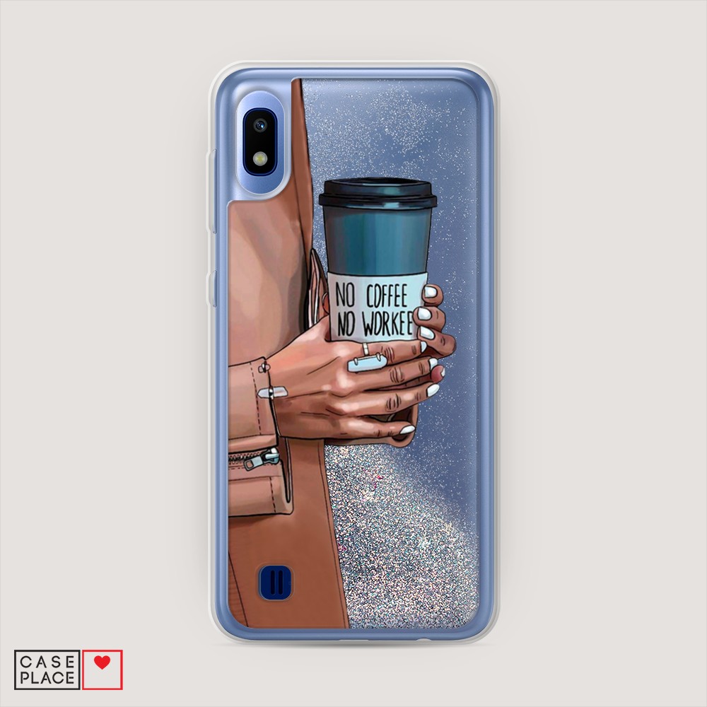 фото Жидкий чехол с блестками "no coffee" на samsung galaxy a10 awog