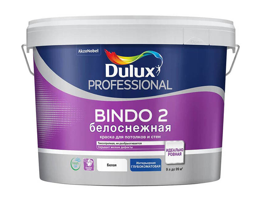 фото Краска dulux professional bindo 2, база bw, 9 л