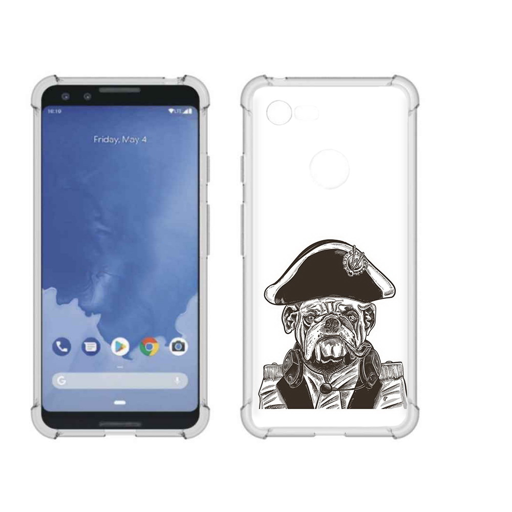 

Чехол MyPads Tocco для Google Pixel 3 мопс генерал, Прозрачный, Tocco