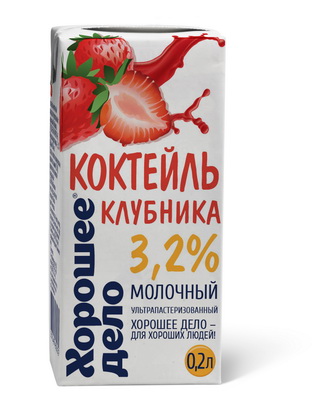 

Молочный коктейль Хорошее дело клубника 3,2% 200 мл