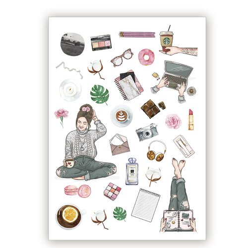 

Наклейки для ежедневника Fancy Planner Хорошая девочка 002 1 лист., Fancy Planner 002 1