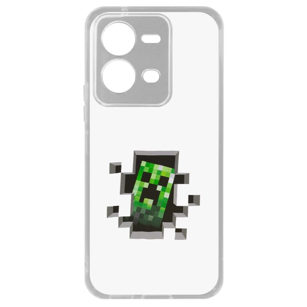 

Чехол Minecraft-Крипер для Vivo V25e, Прозрачный