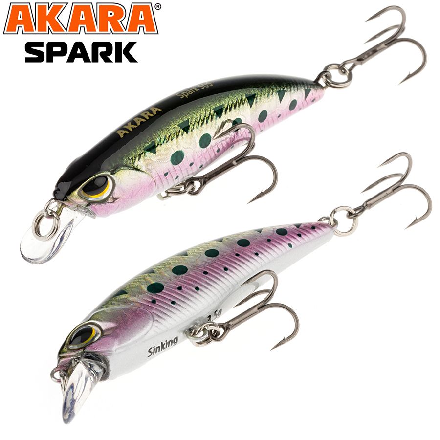 

Воблер Akara Spark 50S 3,5 гр 1/8 oz 2,0 in A156, Разноцветный, Spark