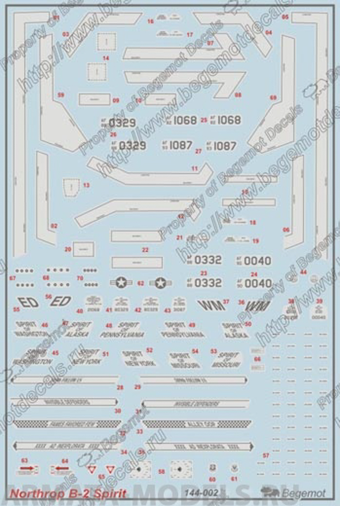 

144-002 Декаль Нортроп В-2А 1/144, Однотонный