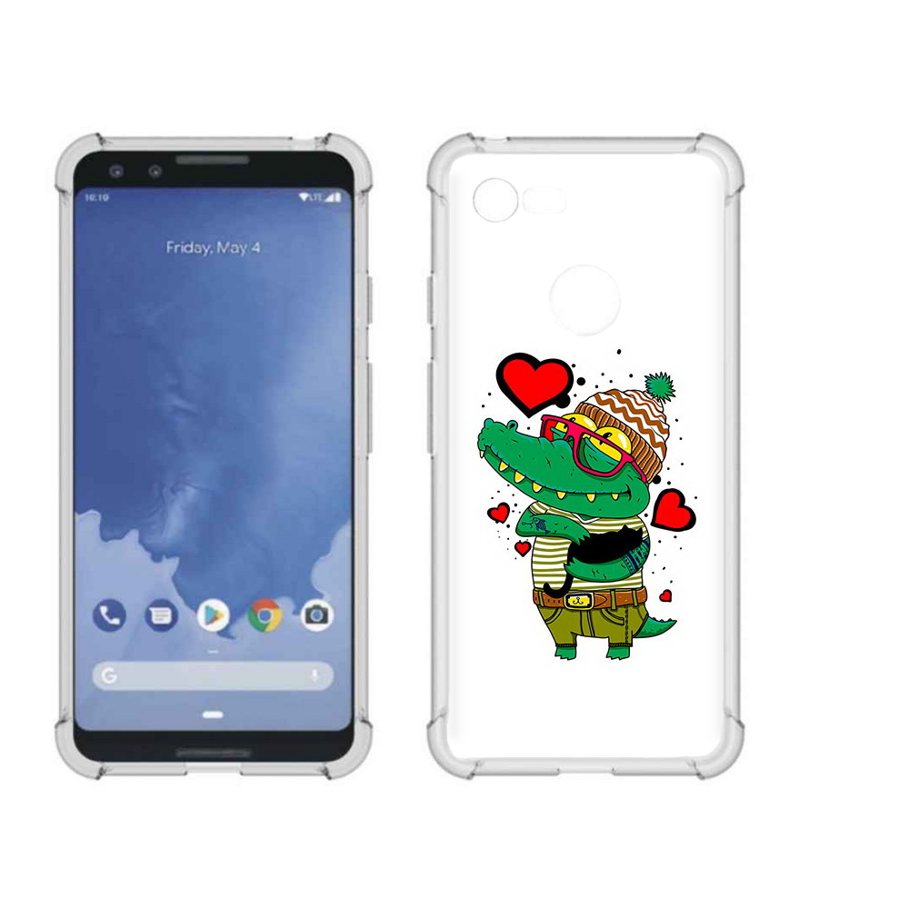 

Чехол MyPads Tocco для Google Pixel 3 Влюбленный крокодил, Прозрачный, Tocco