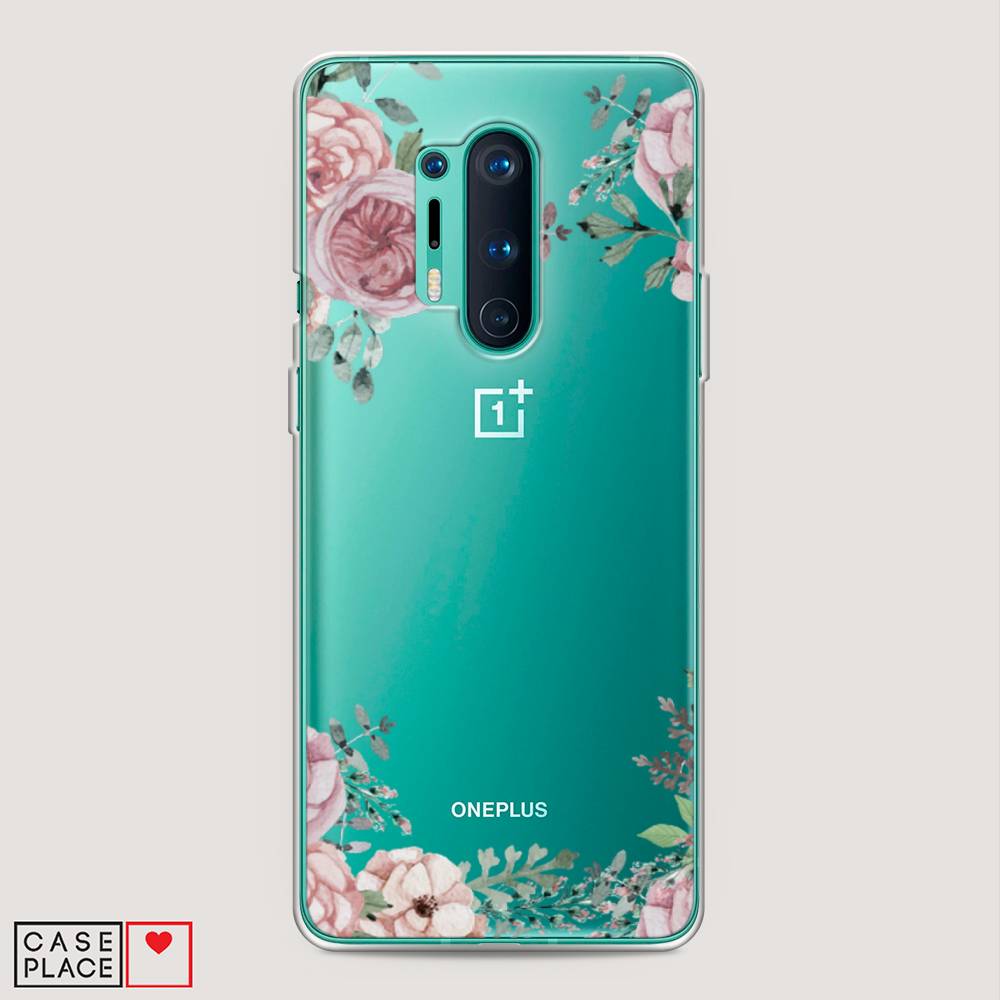 

Чехол Awog на OnePlus 8 Pro / ВанПлас 8 Pro "Нежные розы акварель", Прозрачный;розовый;зеленый, 151050-8