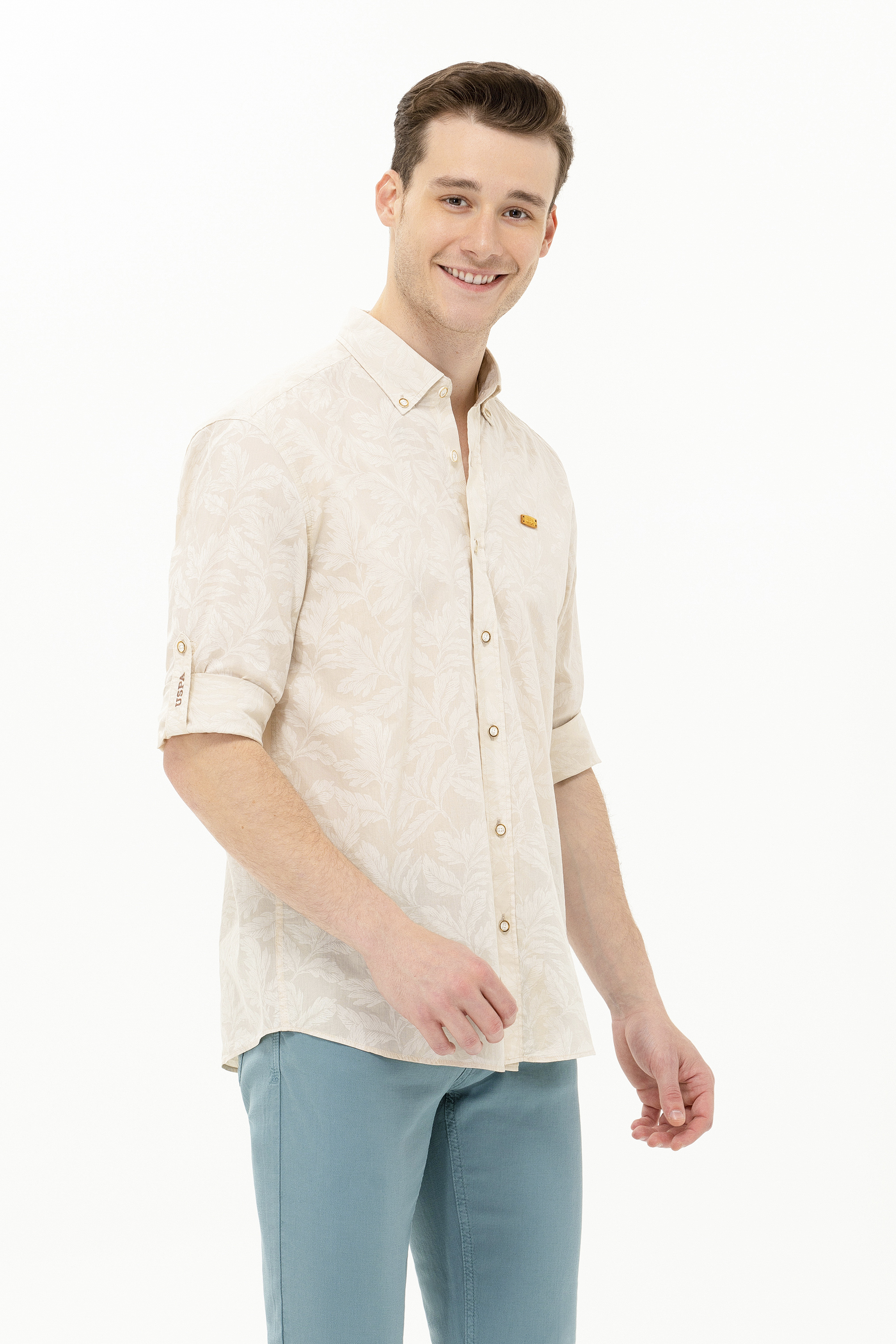 Рубашка мужская US Polo Assn G081SZ0040REGGAR бежевая 2XL 5700₽