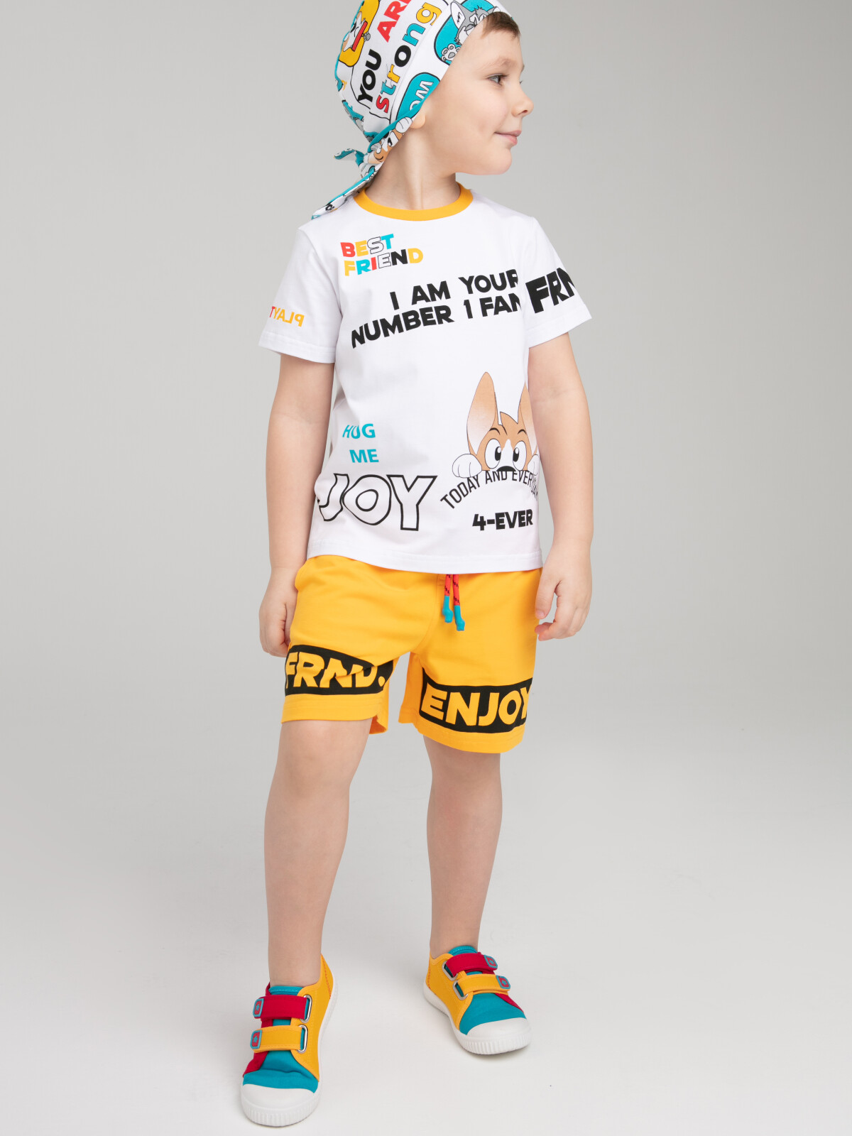 

Костюм детский PlayToday Kids 12312081, белый, желтый, разноцветный, 122, 12312081