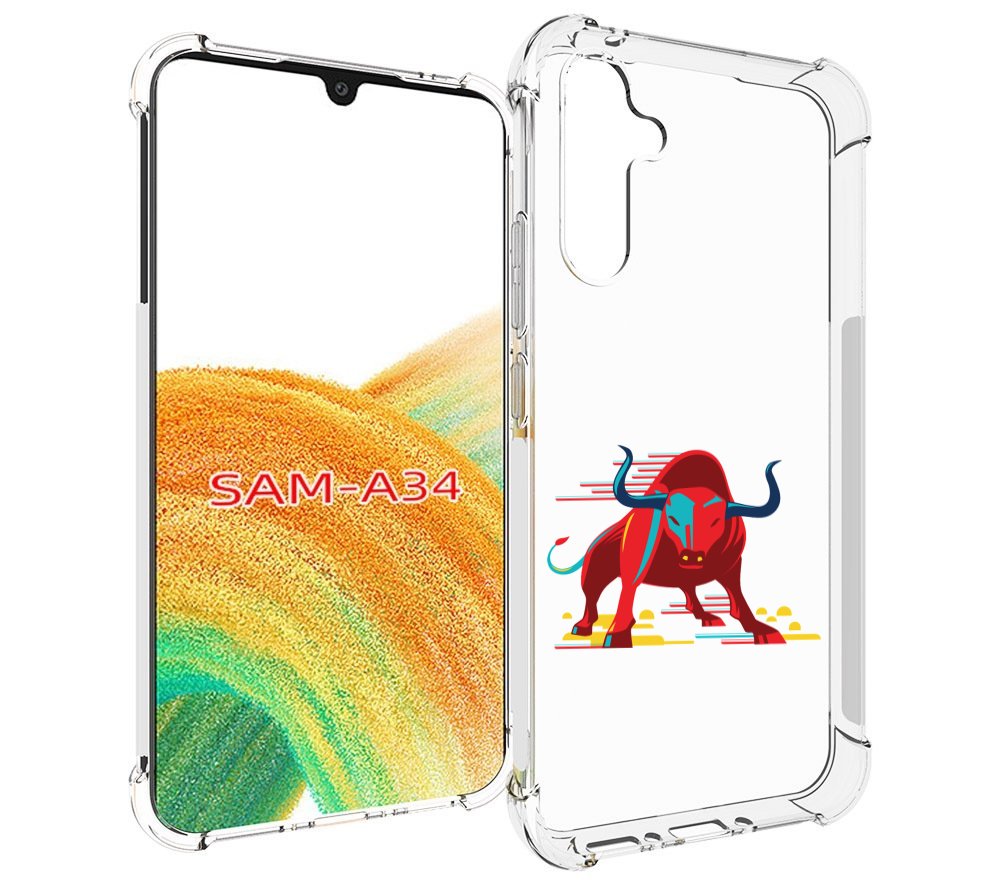 

Чехол MyPads Красный-бык для Samsung Galaxy A34, Tocco