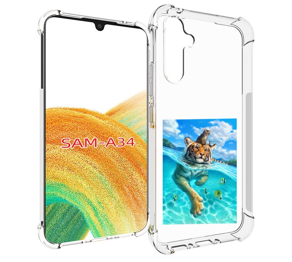 

Чехол MyPads Кот-на-тигре для Samsung Galaxy A34, Tocco