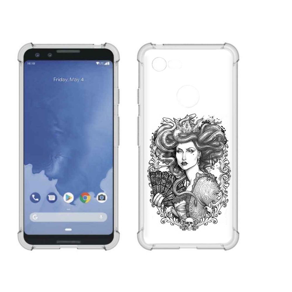 

Чехол MyPads Tocco для Google Pixel 3 медуза черно белый, Прозрачный, Tocco