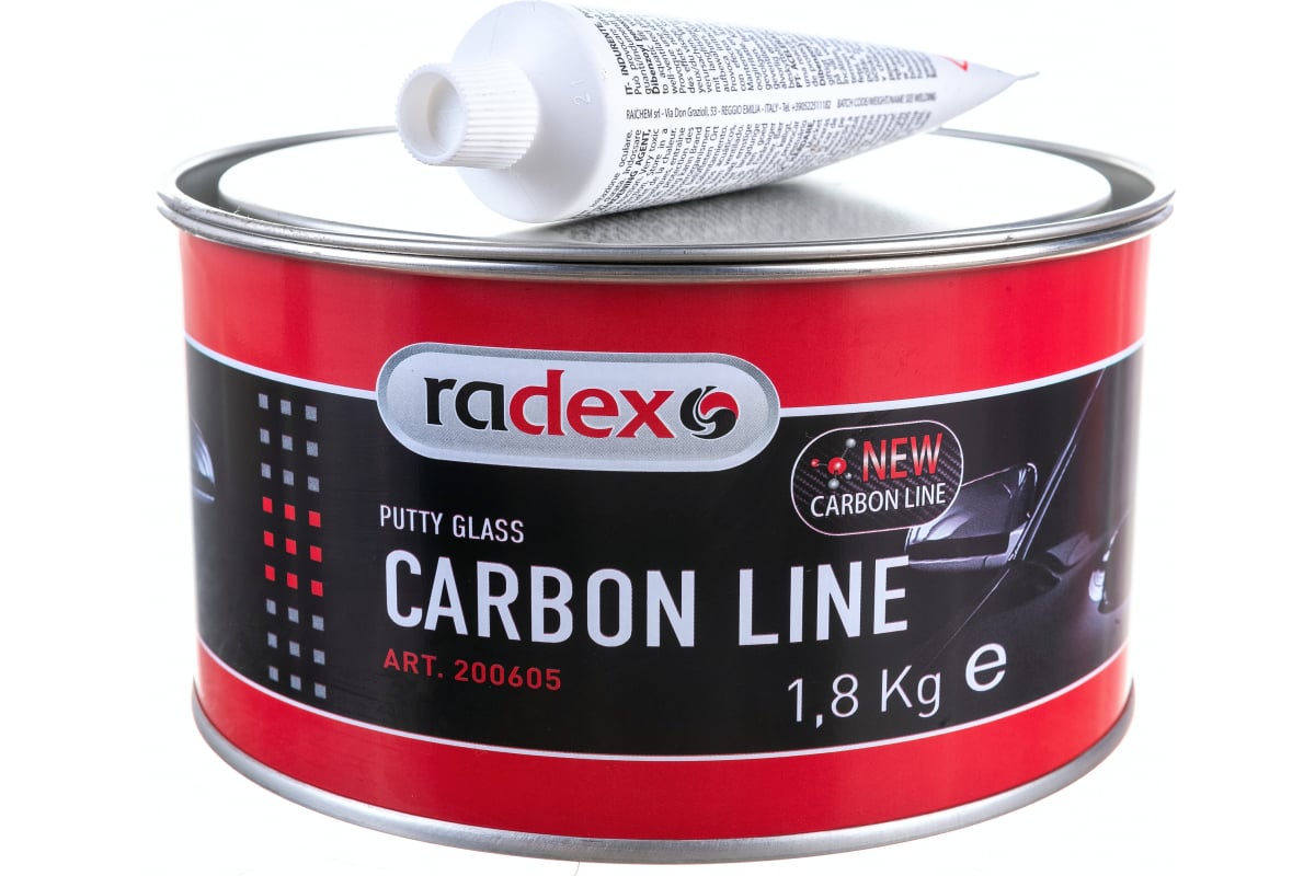 Radex шпатлевка полиэфирная со стекловолокном carbon line с отвердителем (1,8 кг) 200605