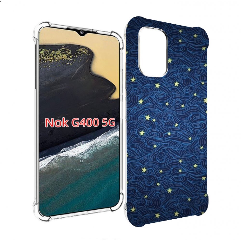 Чехол MyPads волны с звездами акварель для Nokia G400 5G