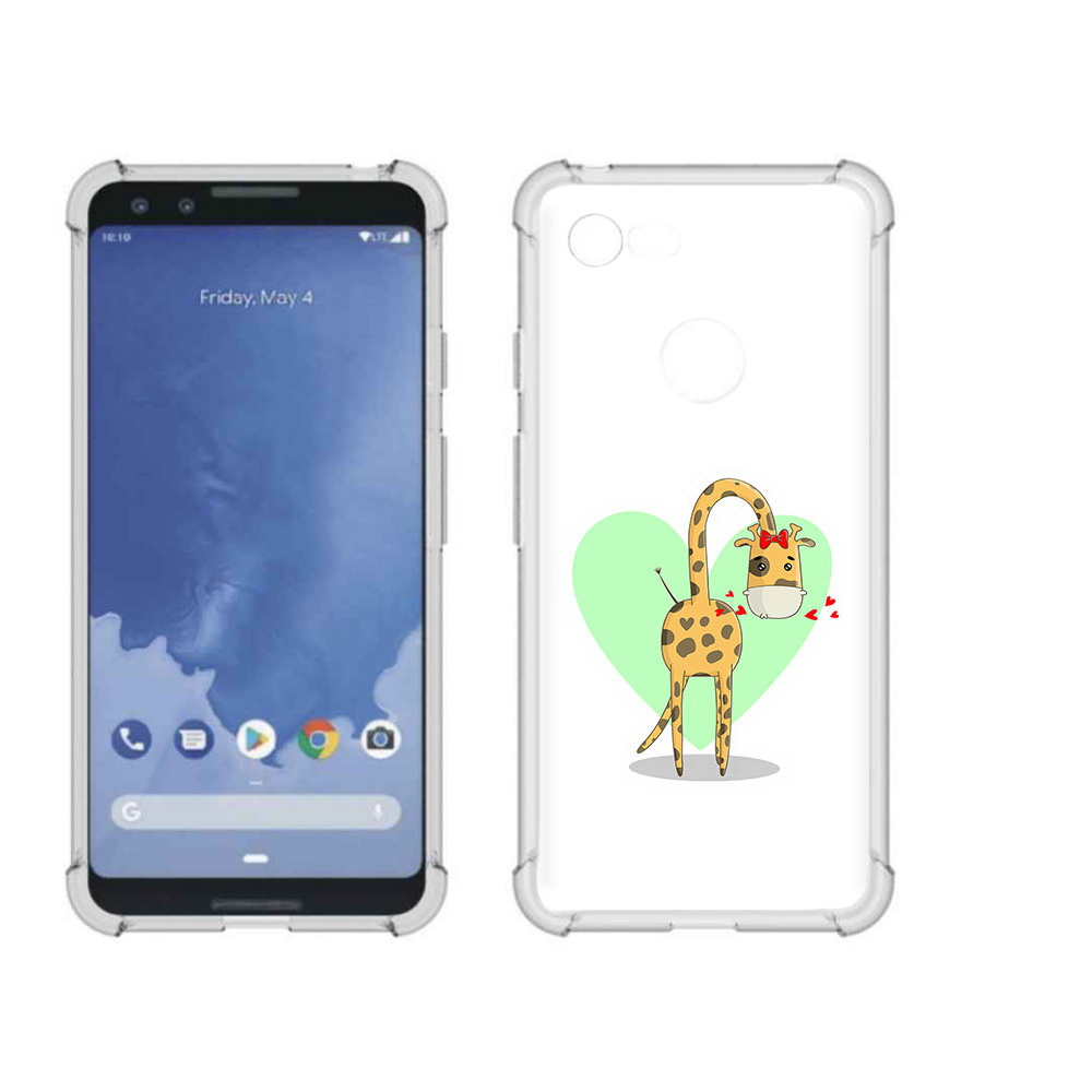 

Чехол MyPads Tocco для Google Pixel 3 Влюбленный жираф 14 февраля, Прозрачный, Tocco