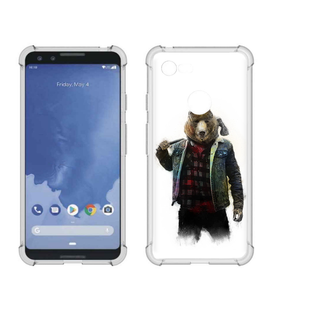 

Чехол MyPads Tocco для Google Pixel 3 медведь с топором, Прозрачный, Tocco