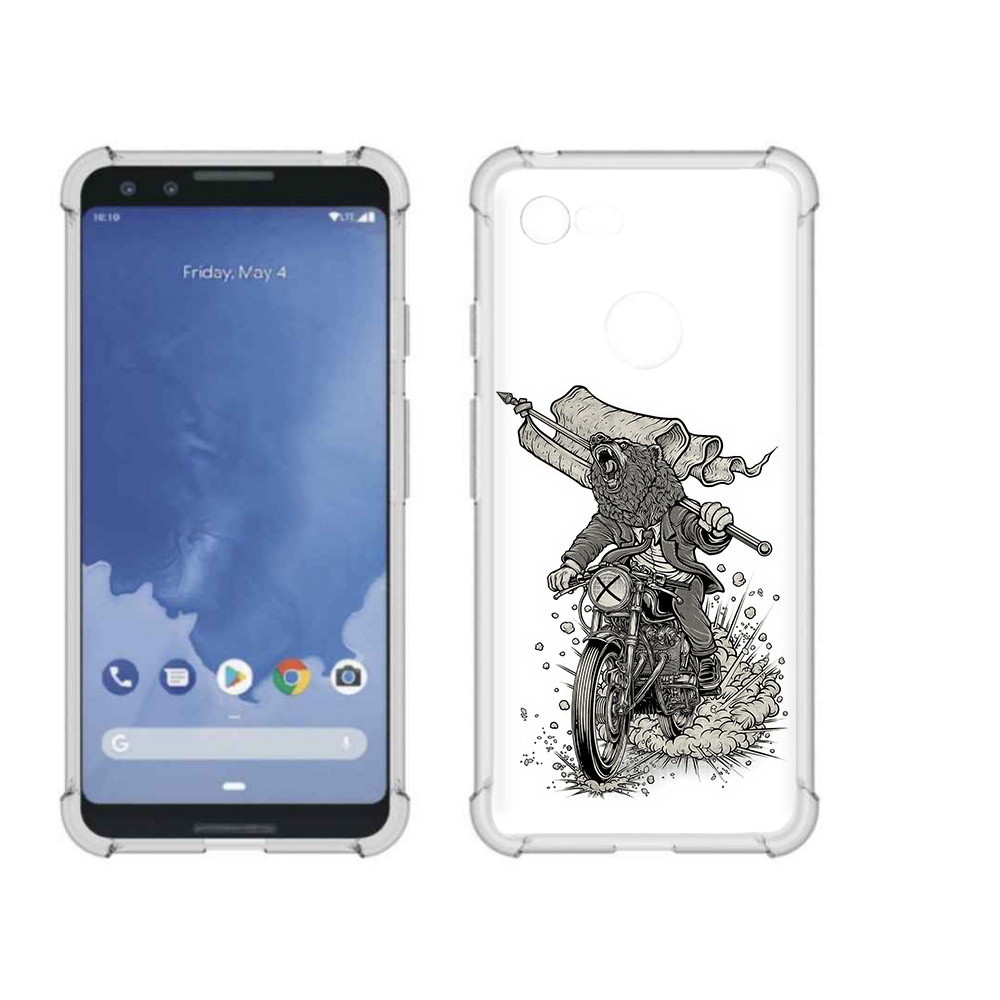 

Чехол MyPads Tocco для Google Pixel 3 медведь на мотоцикле, Прозрачный, Tocco