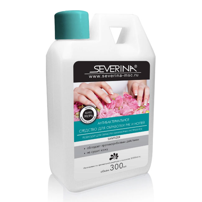 Жидкость антибактериальная Severina для обработки рук и ногтей антисептик Sanitizer 300 мл