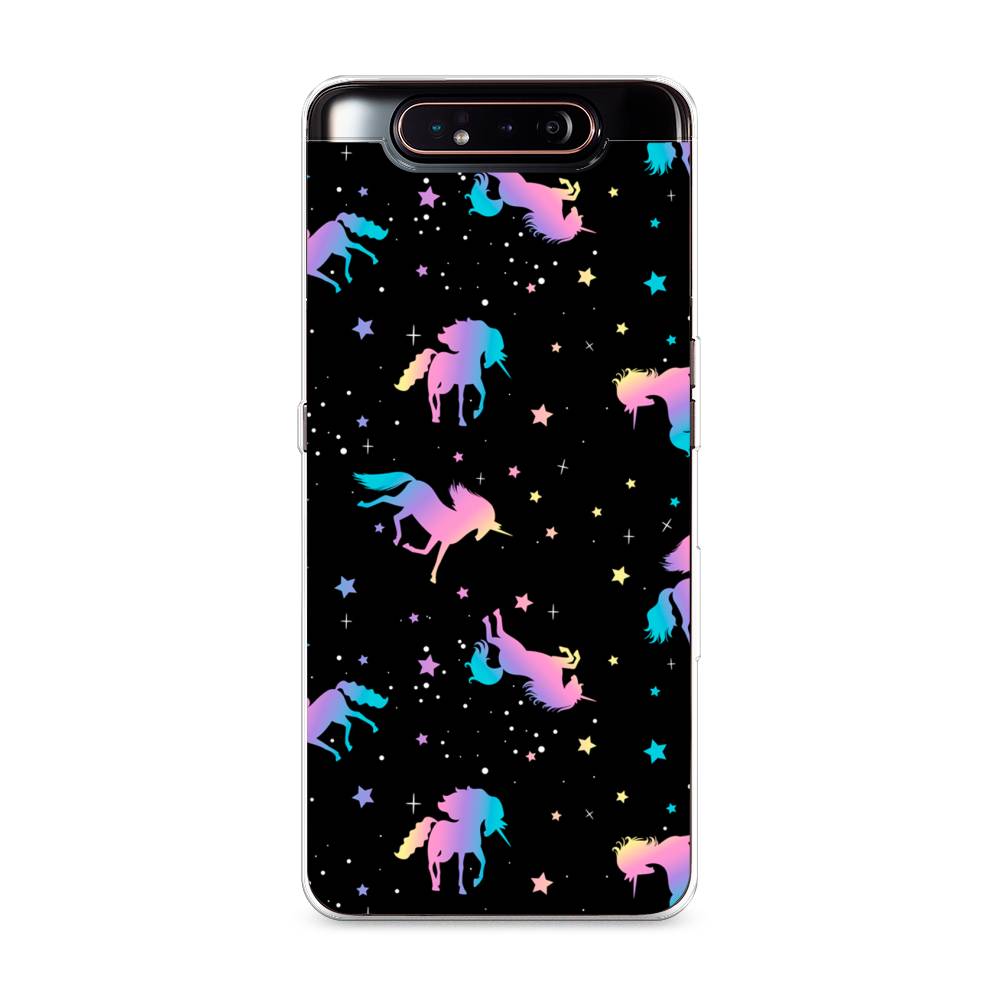

Чехол на Samsung Galaxy A80 "Единороги градиент", Черный;розовый;голубой, 28350-1