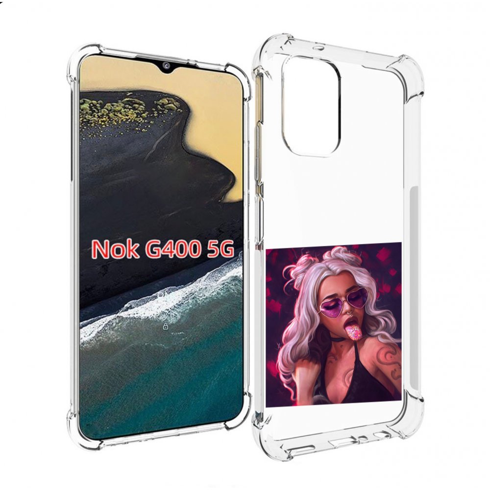 

Чехол MyPads блестящий-язык женский для Nokia G400 5G, Прозрачный, Tocco