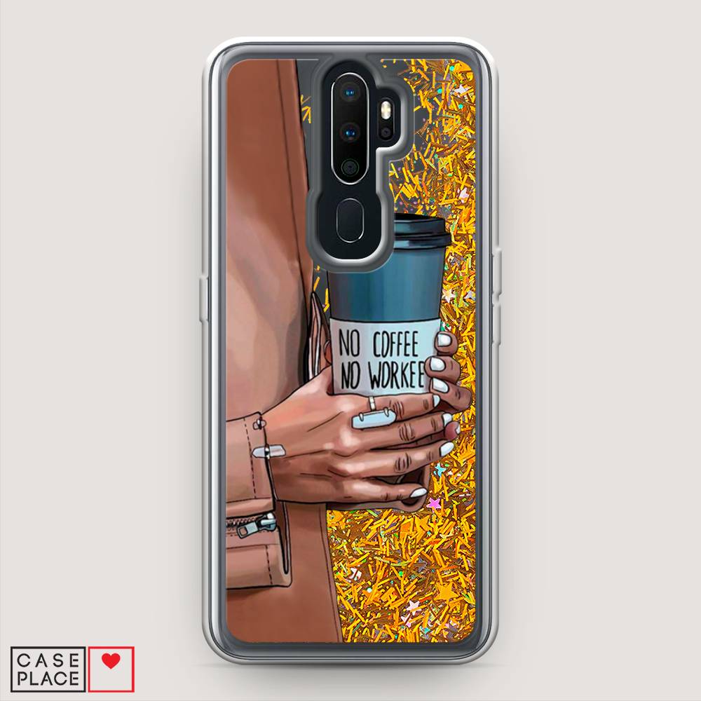 

Жидкий чехол с блестками "No coffee" на Oppo A9 (2020), 251990-1