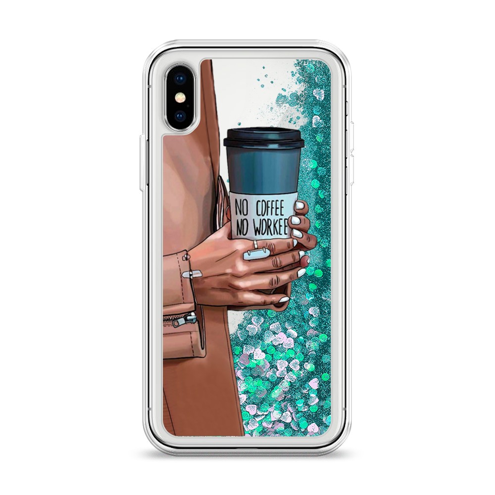 фото Жидкий чехол с блестками "no coffee" на apple iphone xs (10s) awog