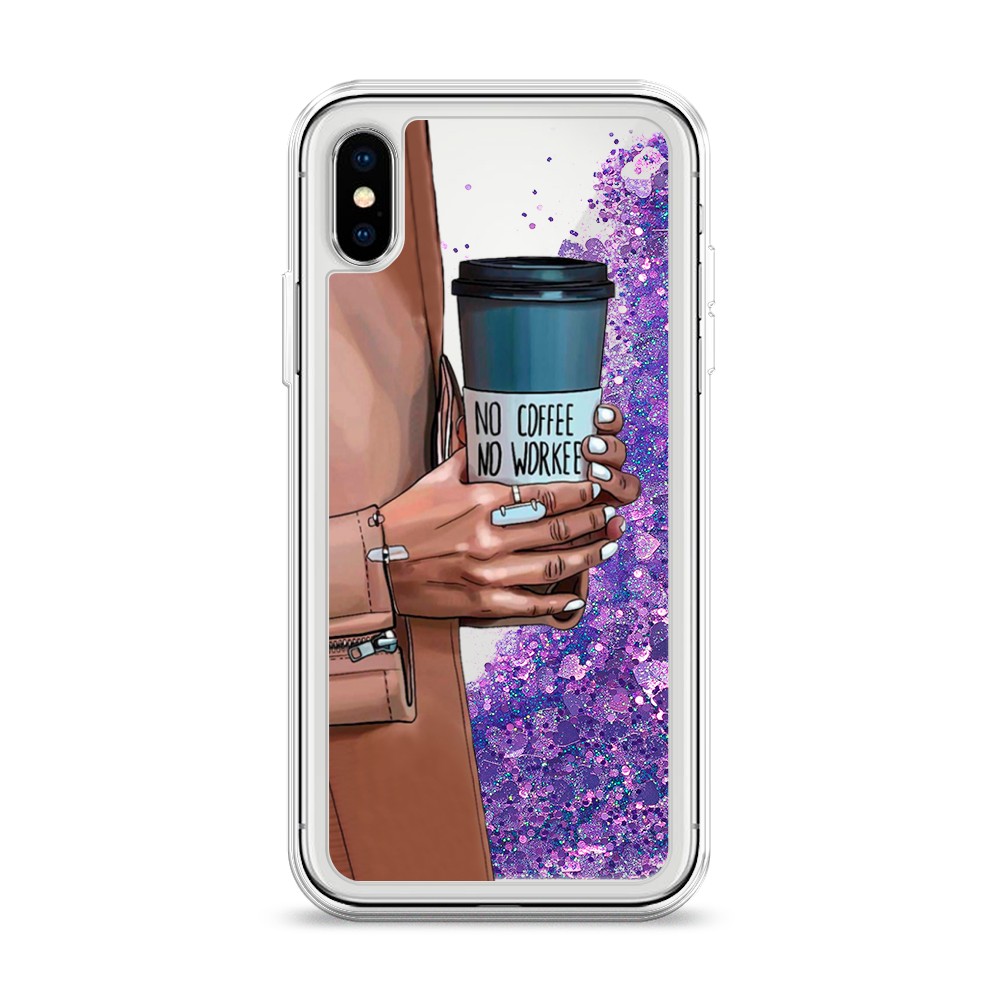 фото Жидкий чехол с блестками "no coffee" на apple iphone xs (10s) awog